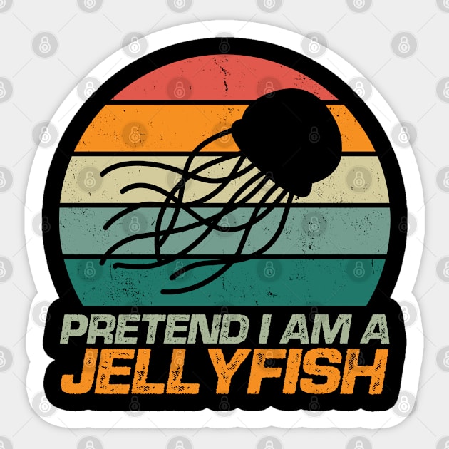 Retro Pretend I'm A Jellyfish Ocean Lover Vintage Sticker by JB.Collection